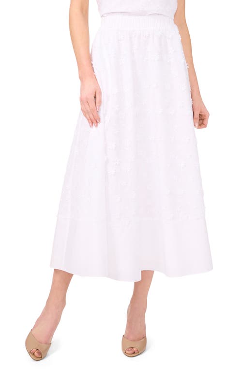 Cece Eyelet Embroidered Cotton Midi Skirt In Ultra White
