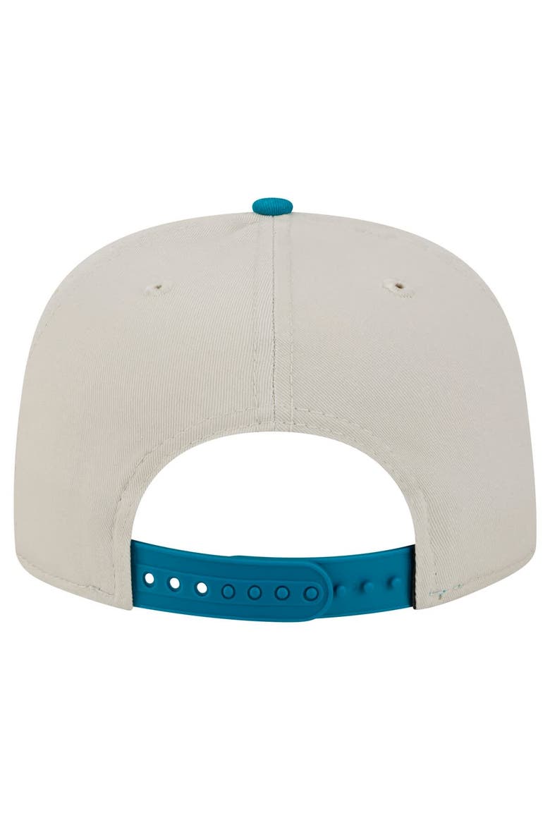 Men's New Era Stone/Teal Jacksonville Jaguars Athletic Golfer Snapback Hat, Alternate, color, Stone