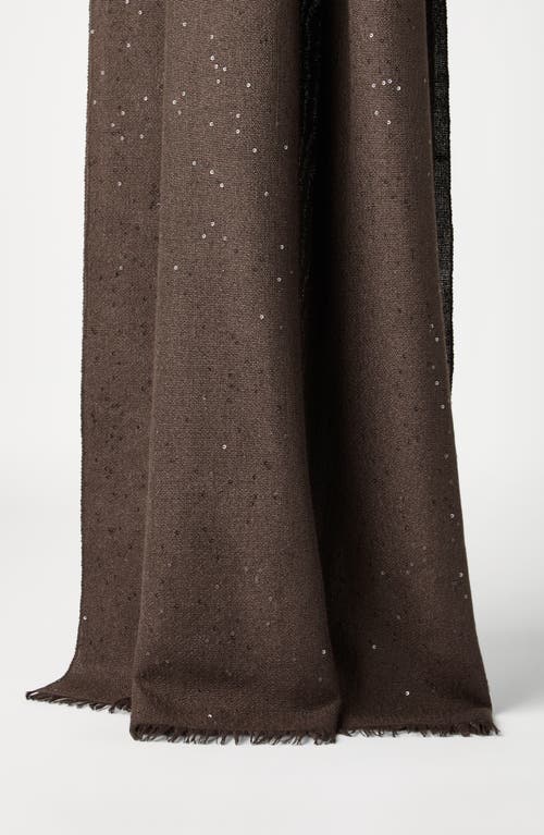 Brunello Cucinelli Cashmere And Silk Diamond Yarn Scarf In Chocolate