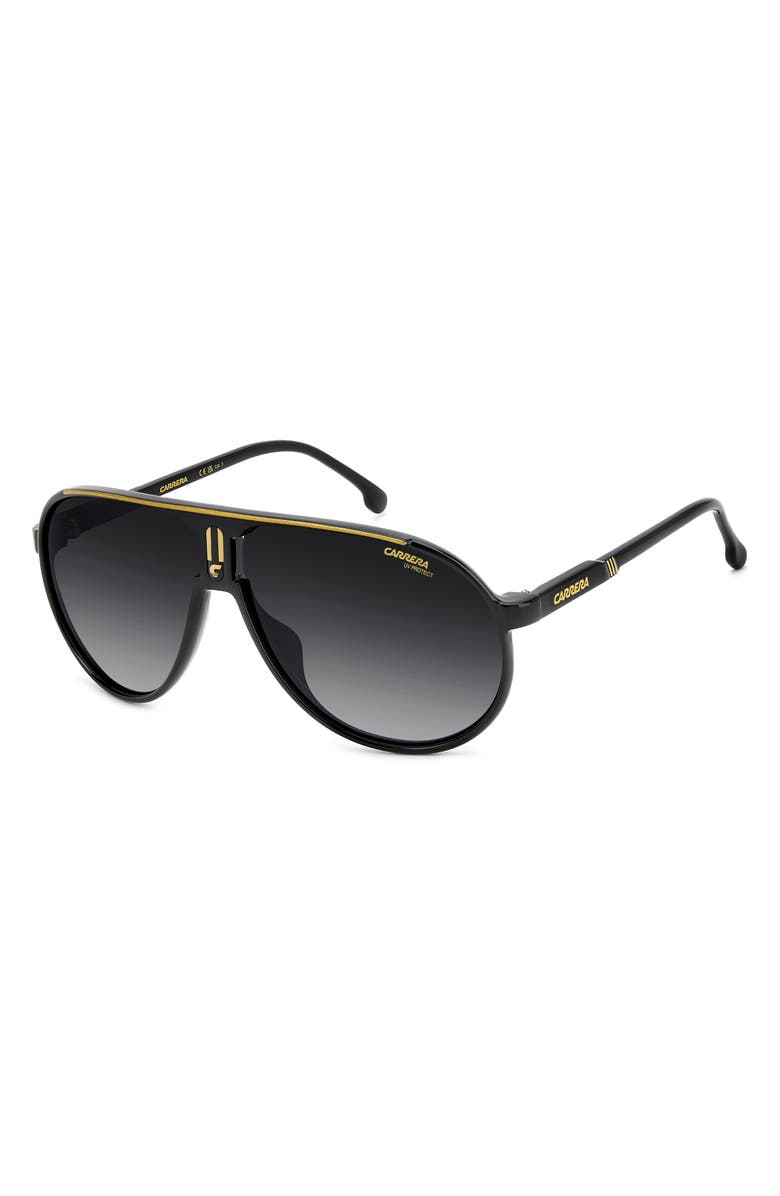Carrera Eyewear Champion 62mm Oversize Gradient Pilot Sunglasses, Alternate, color, Black Gold/ Dark Grey Sf