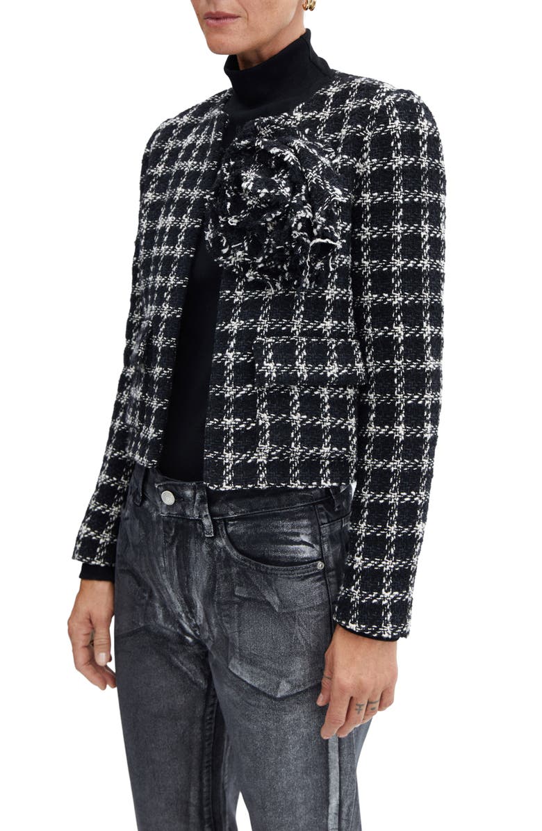 MANGO Floral Tweed Blazer, Alternate, color, 