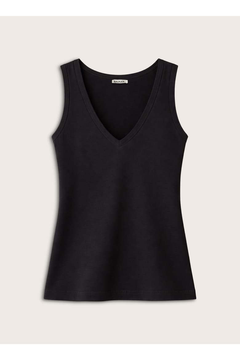 Jada Organic Cotton V-Neck Tank, Alternate, color, Caviar Black