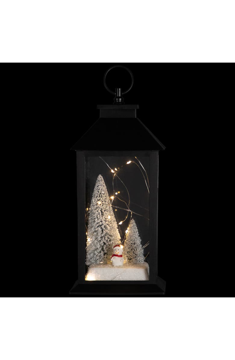 Northlight LED Lighted Snowman Winter Scene Christmas Lantern - 11", Alternate, color, Black