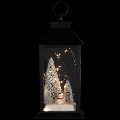 Northlight Led Lighted Snowman Winter Scene Christmas Lantern In Black