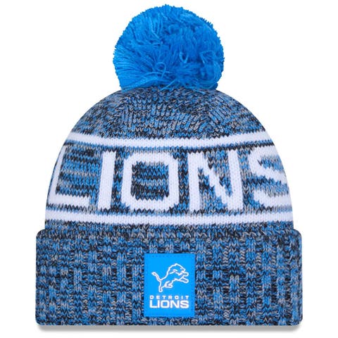 Men's New Era Blue Detroit Lions 2025 Sideline Cold Weather Cuffed Knit Hat with Pom