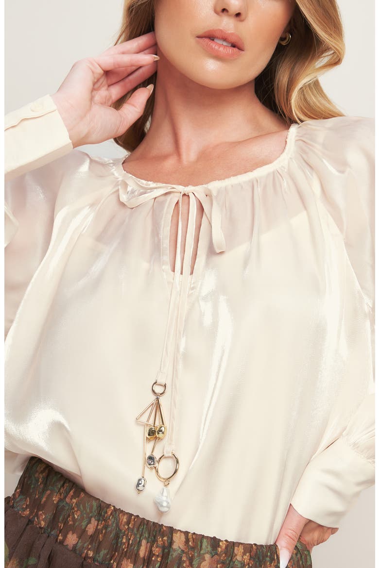 Sheen Long Sleeve Top, Alternate, color, CHAMPAGNE