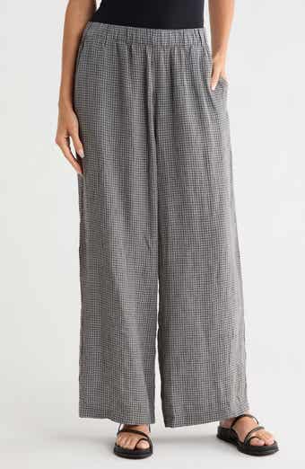 Gingham Wide Leg Organic Cotton Pants