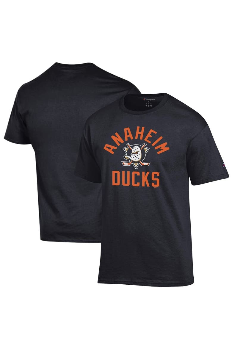 Men's Champion  Black Anaheim Ducks Primary Logo Jersey T-Shirt, Main, color, Black