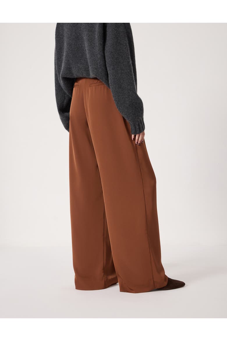 Lya Satin Twill Wide Leg Pants, Alternate, color, Toffee Brown