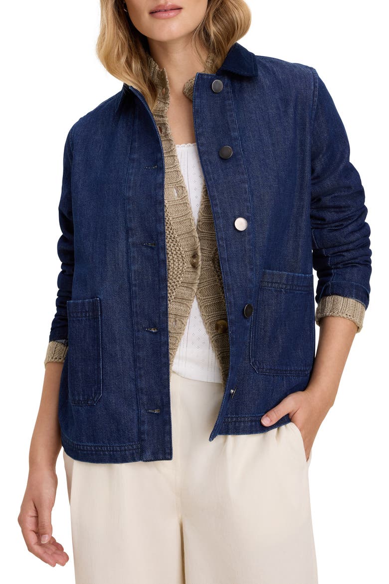 Denim Trucker Jacket, Main, color, DARK WASH