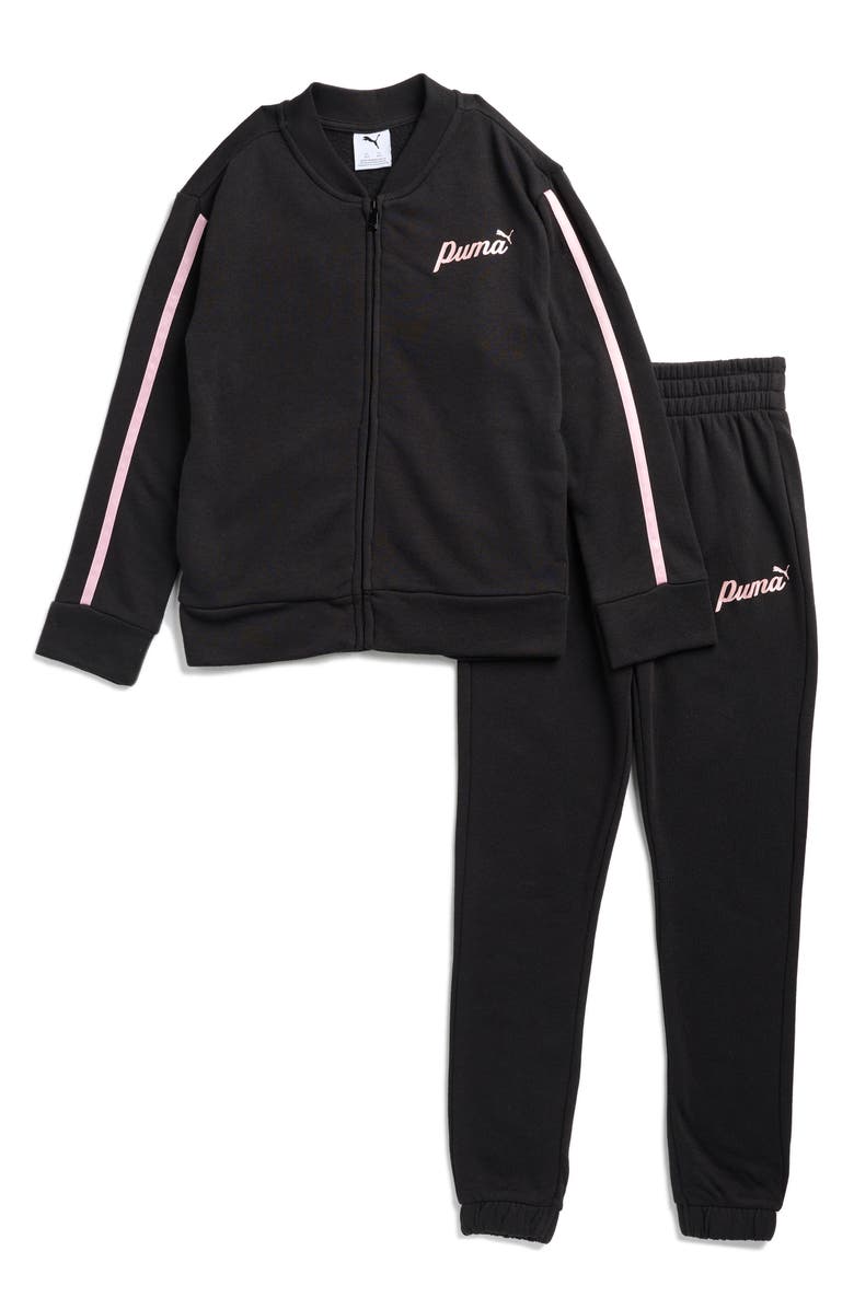 PUMA Kids' Logo Print Fleece Jacket & Pants Set, Main, color, Black