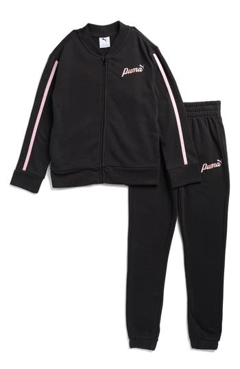 Puma Kids' Logo Print Fleece Jacket & Pants Set In Black
