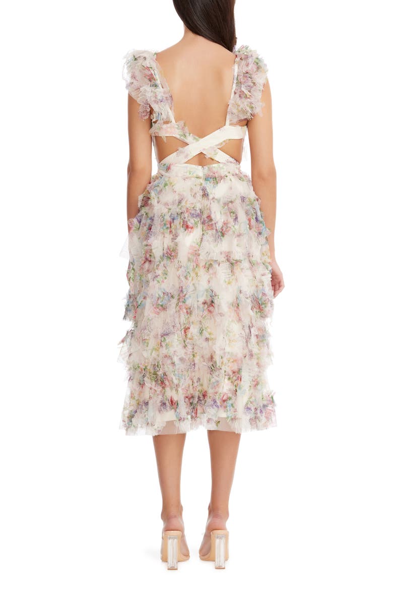 Kristen Flutter Sleeve Ruffle Tier Dress, Alternate, color, IVORY MULTI