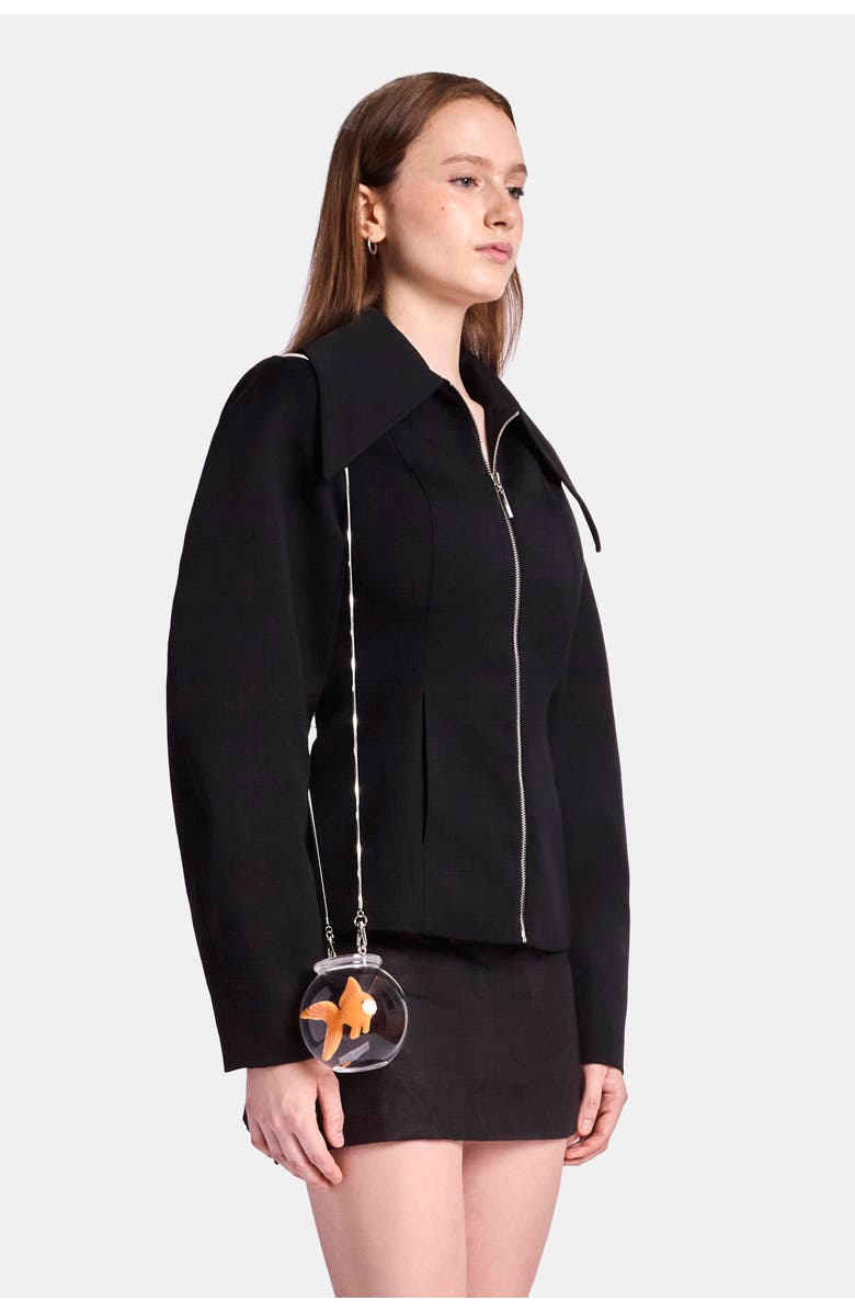 KATE BARTON Fitted Wool Jacket with Sculpted Sleeve, Alternate, color, Black