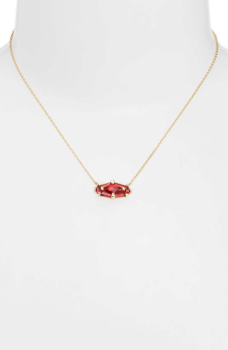 Kendra Scott Short Lindy Rae Pendant Necklace, Alternate, color, Gold Red Crystal