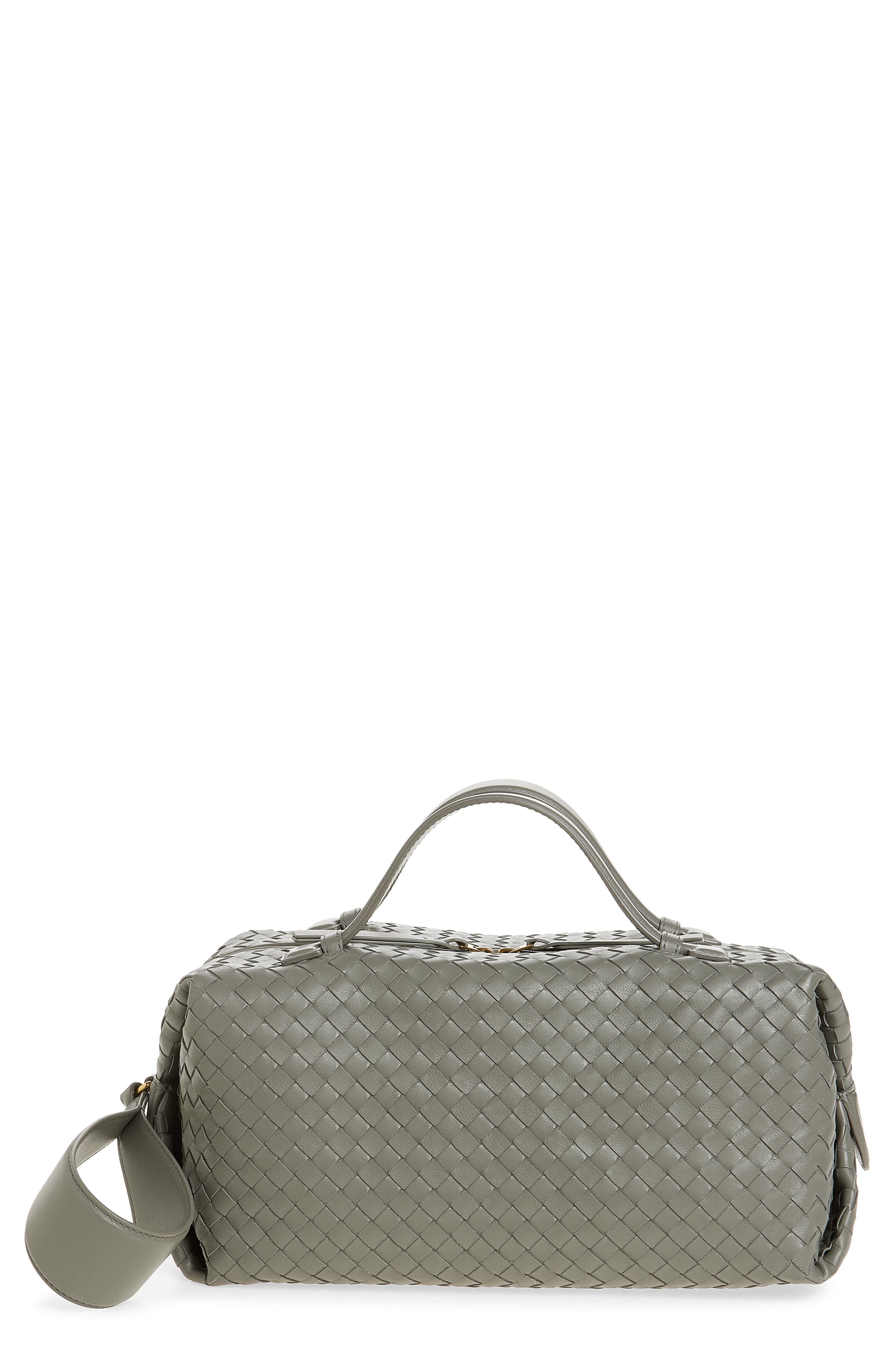 Bottega Veneta Intrecciato Leather East/West Top Handle Bag, Main, color, 1647 Basalt-Brass V