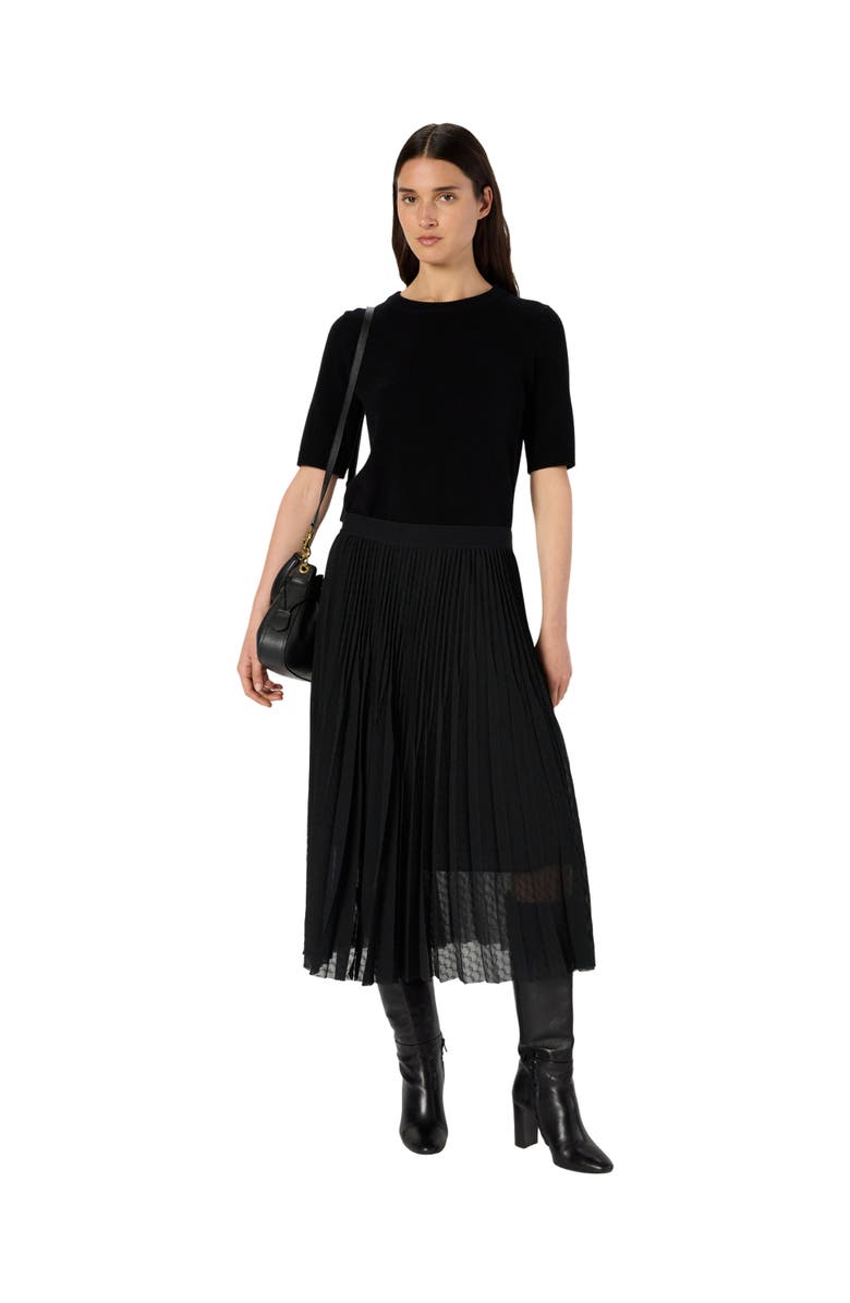 GERARD DAREL Bilal Jacquard Pleated Midi Skirt, Alternate, color, Black