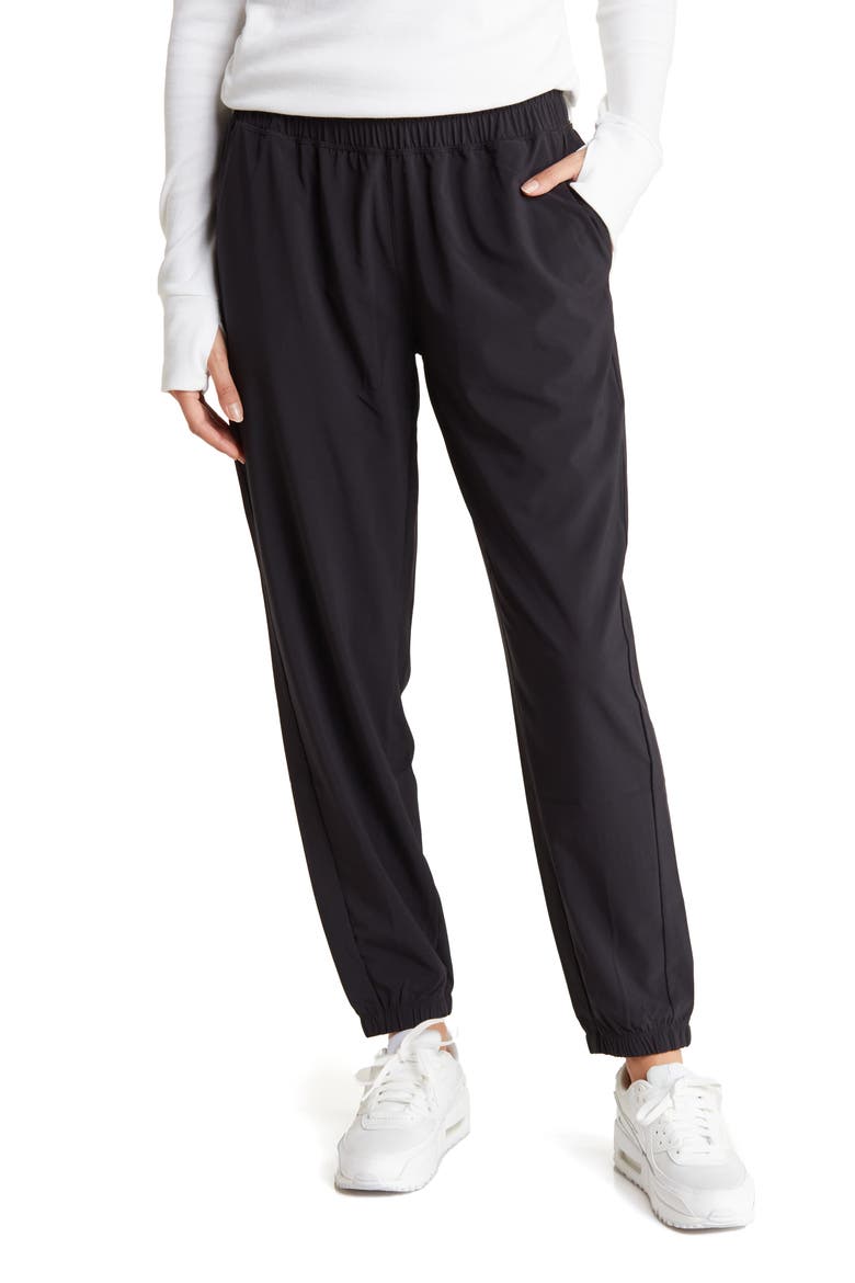 Interval High Waist Track Pants, Main, color, BLACK