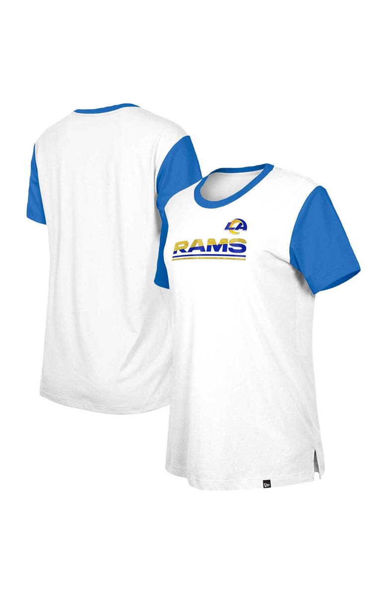 New Era Women's New Era  White/Royal Los Angeles Rams Third Down Colorblock T-Shirt, Main, color, White