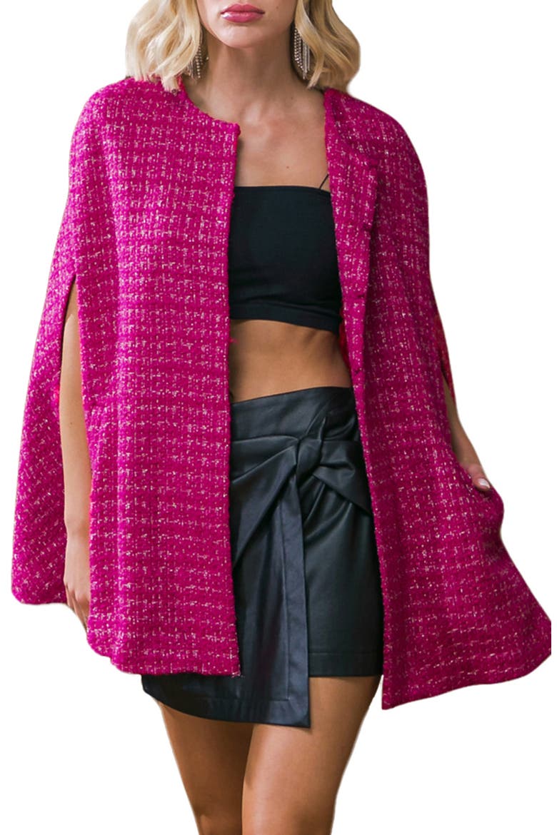 Tweed Cape, Main, color, FUCHSIA