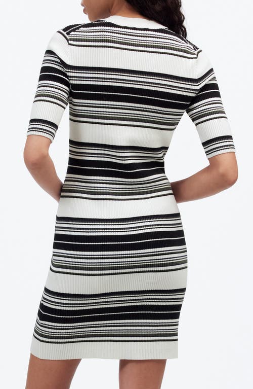 Shop Madewell Nora Stripe Henley Rib Knit Midi Dress In Ivory Multi Stripe