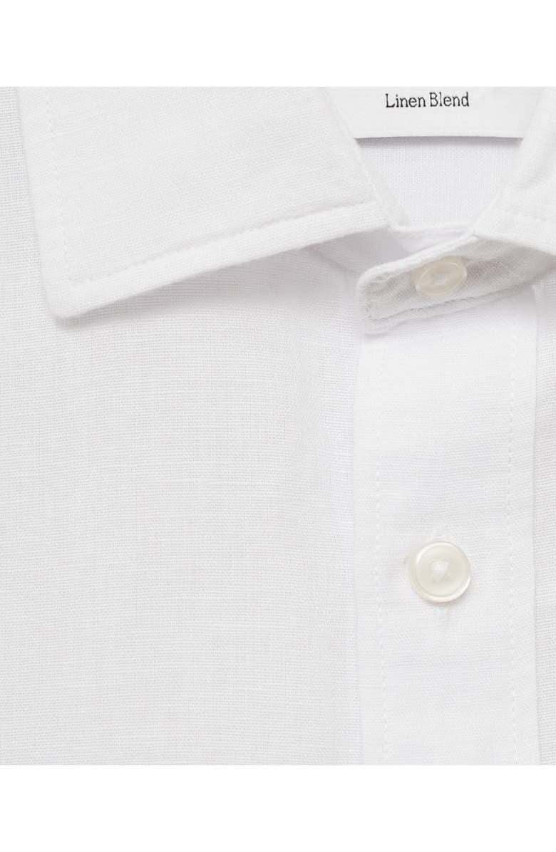 MANGO Classic Fit Linen & Cotton Button-Up Shirt, Alternate, color, White