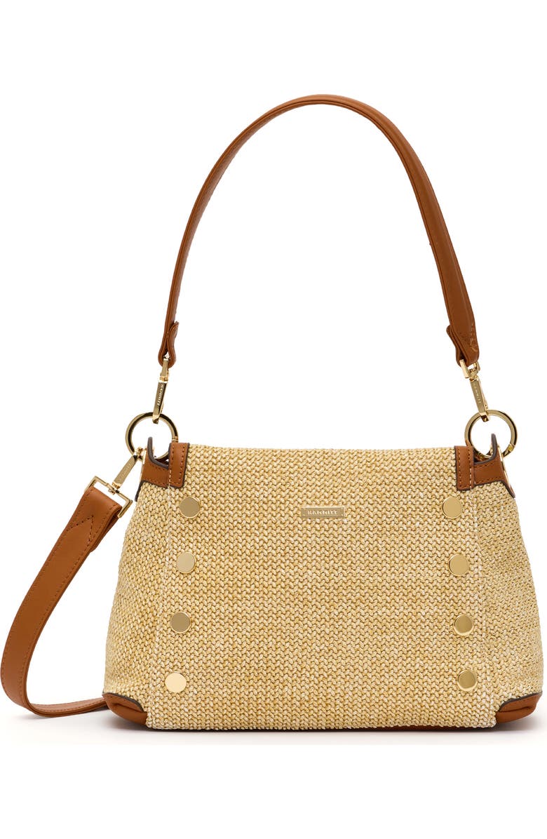 HAMMITT Bryant Medium Shoulder Bag, Main, color, Cocoa Raffia/ Gold