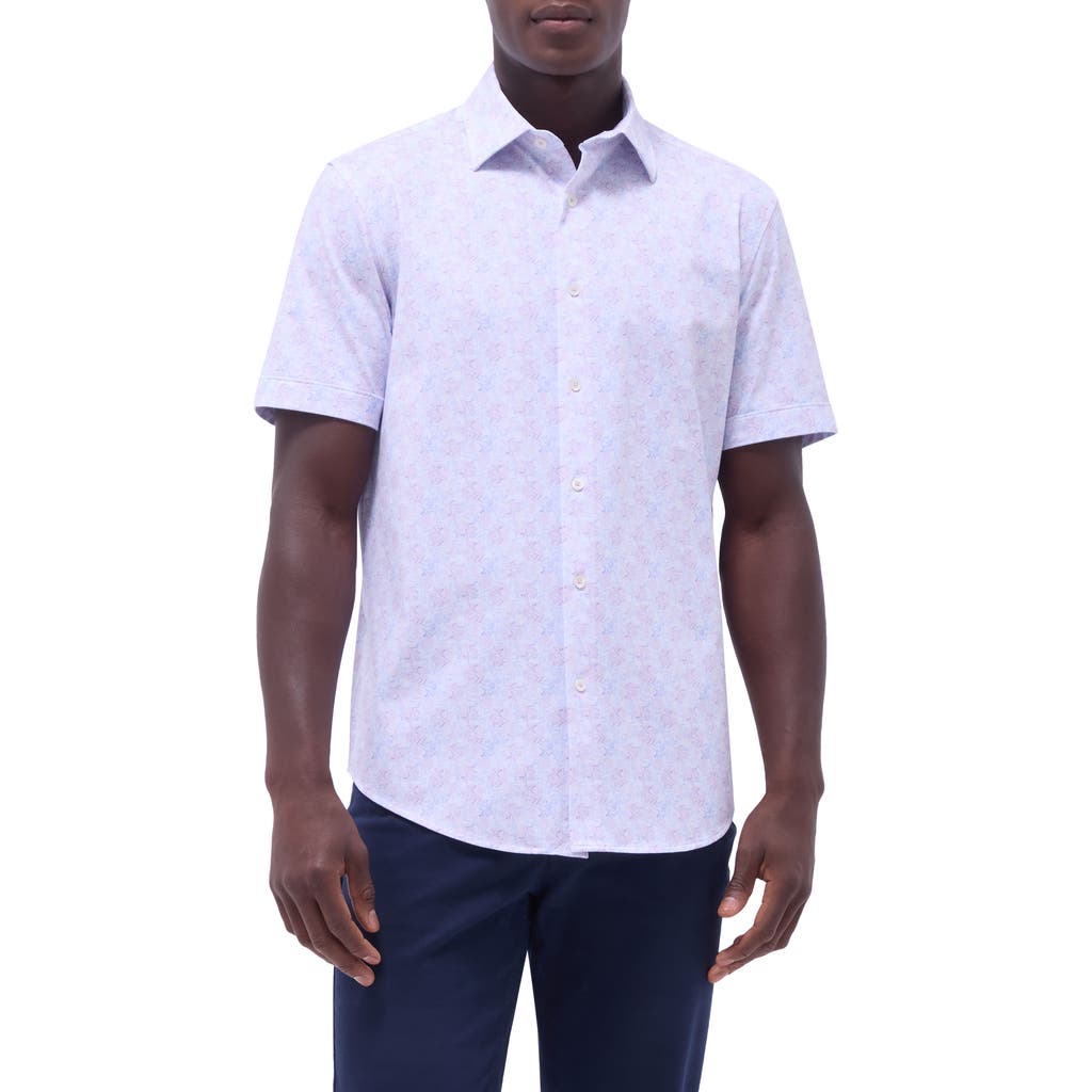 Bugatchi Miles Ooohcotton® Floral Short Sleeve Button-up Shirt In Dusty Pink