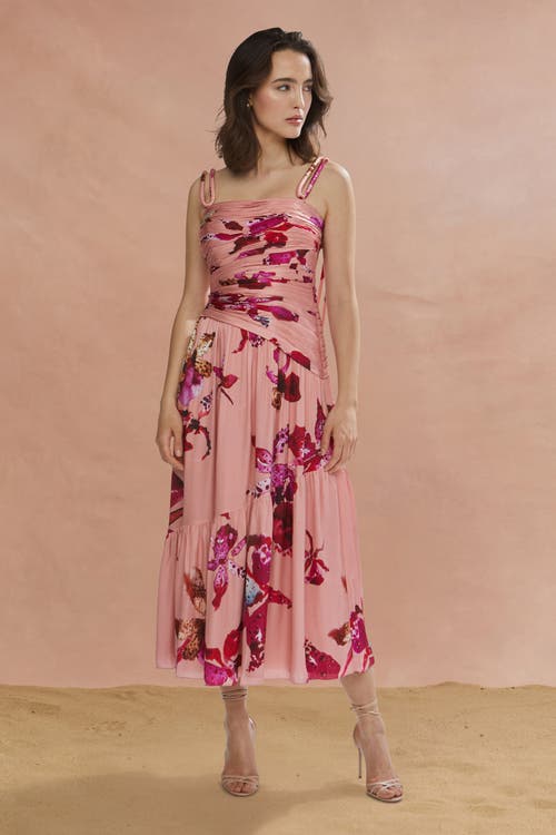 Amur Daniella Printed Viscose Midi In Pink