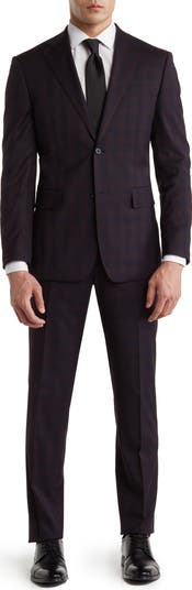 Trim Fit Plaid Suit