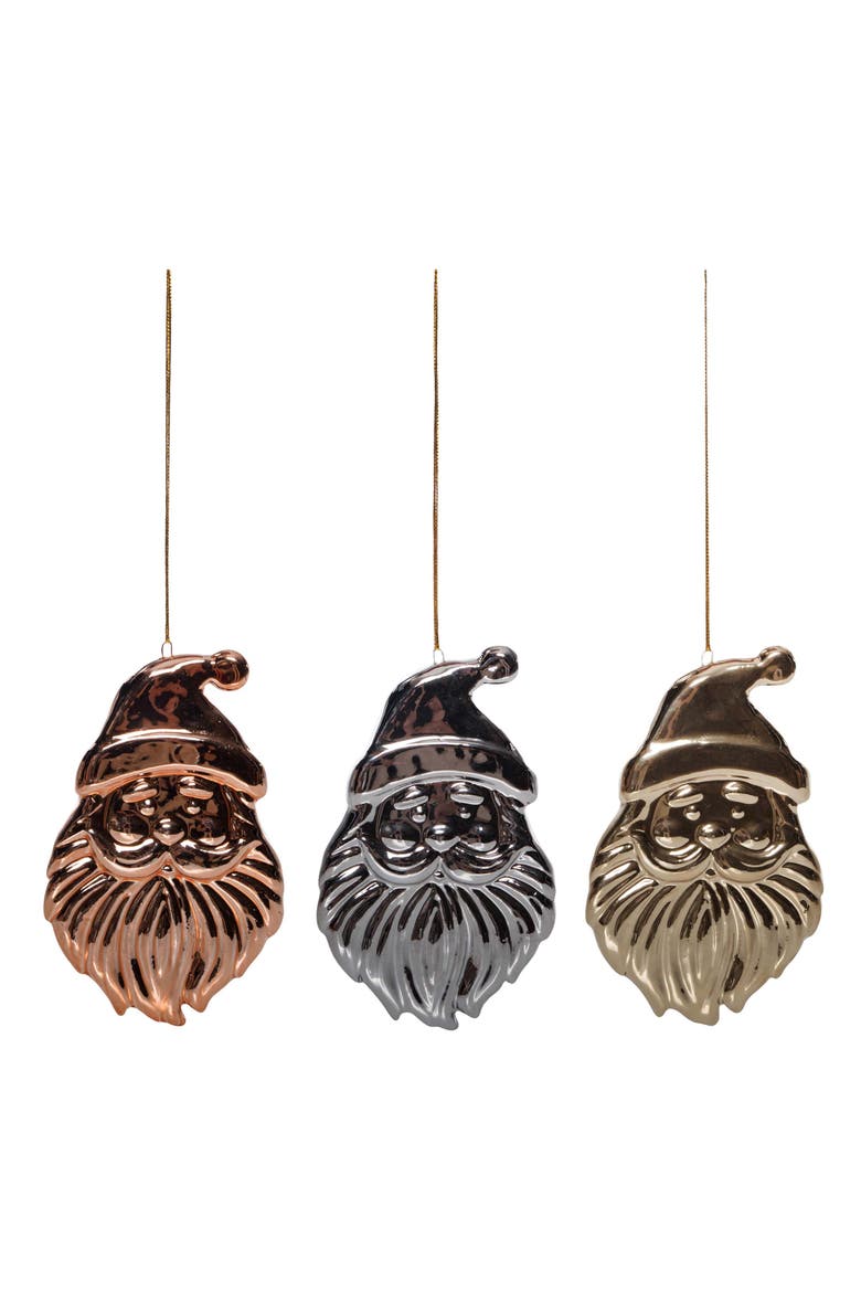 Chrome Santa Christmas Tree Ornament Assortment of 3, Main, color, Gold