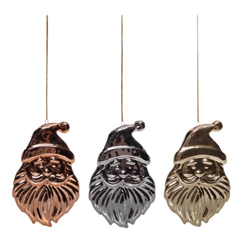 Chrome Santa Christmas Tree Ornament Assortment of 3