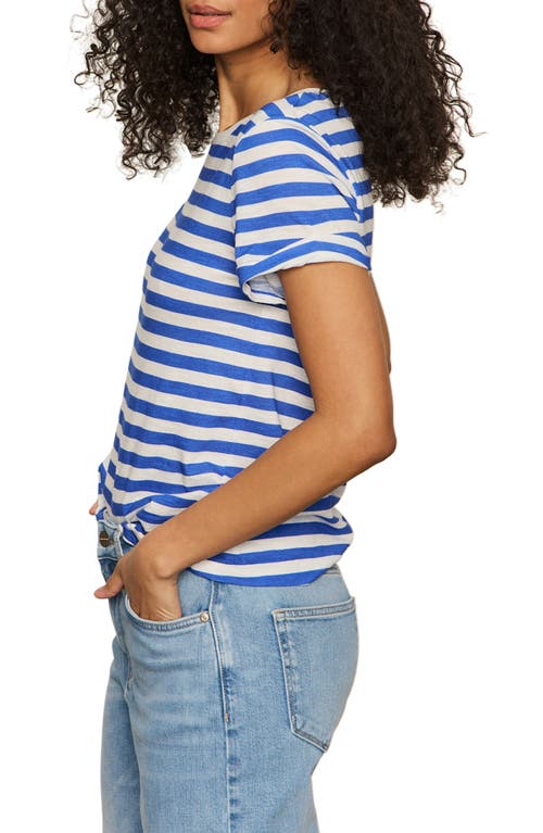 Sanctuary Abstract Print Cotton T-shirt In Cobalt/white Stripe