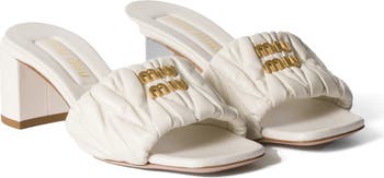 Matelassé Block Heel Slide Sandal