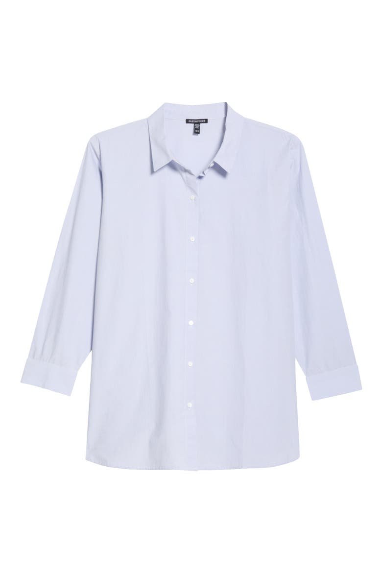 Stripe Organic Cotton Button-Up Shirt, Alternate, color, DOLPHIN