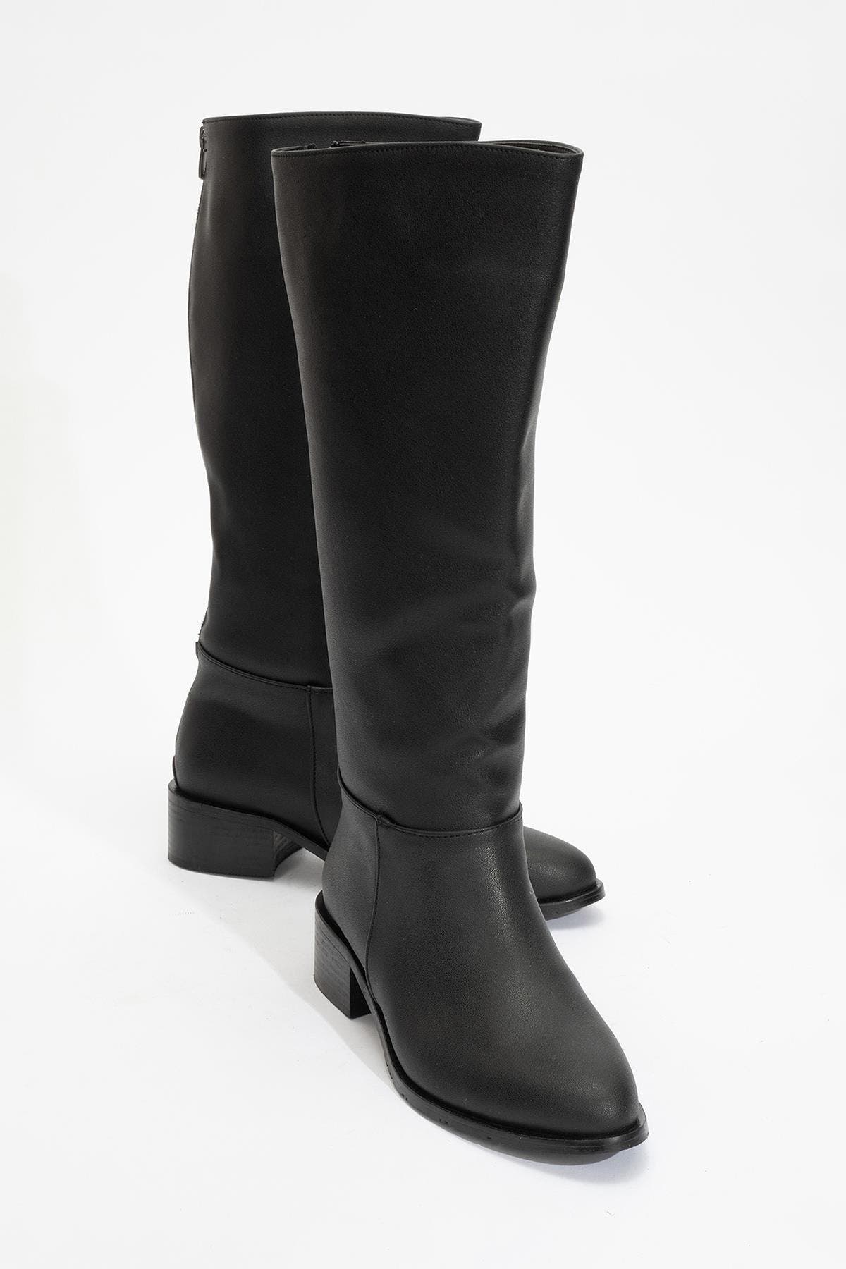 Prologue Shoes Svetlo Back Zip Knee High Boot, Main, color, Black Faux Leather