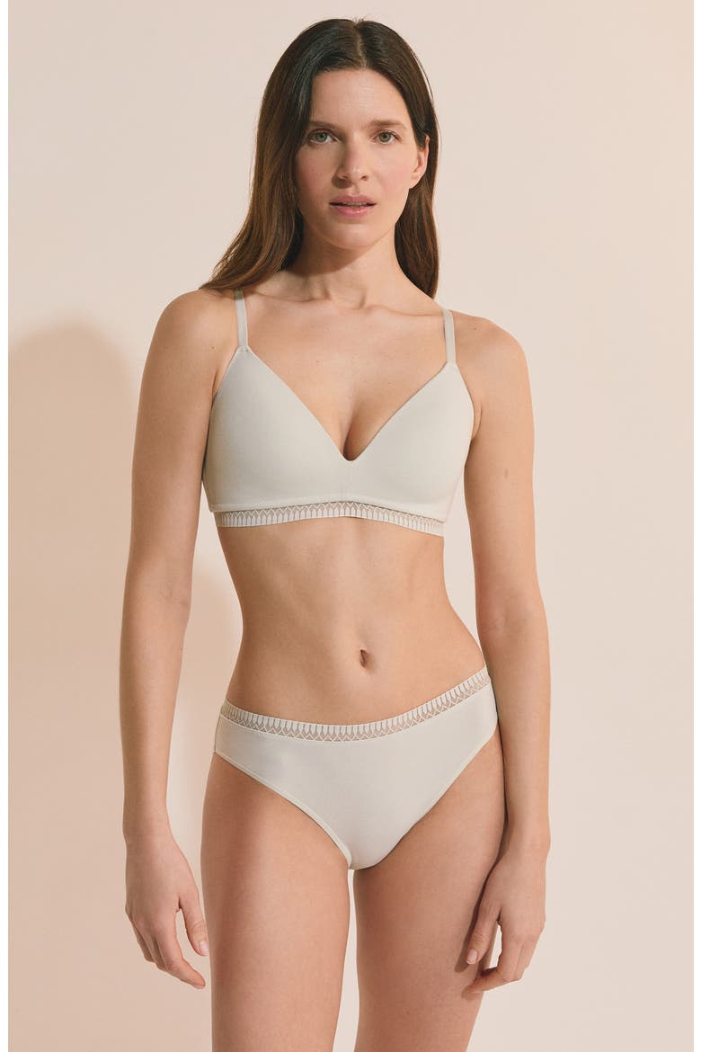 Happily Wireless Stretch Cotton Triangle Bra, Alternate, color, ANISE