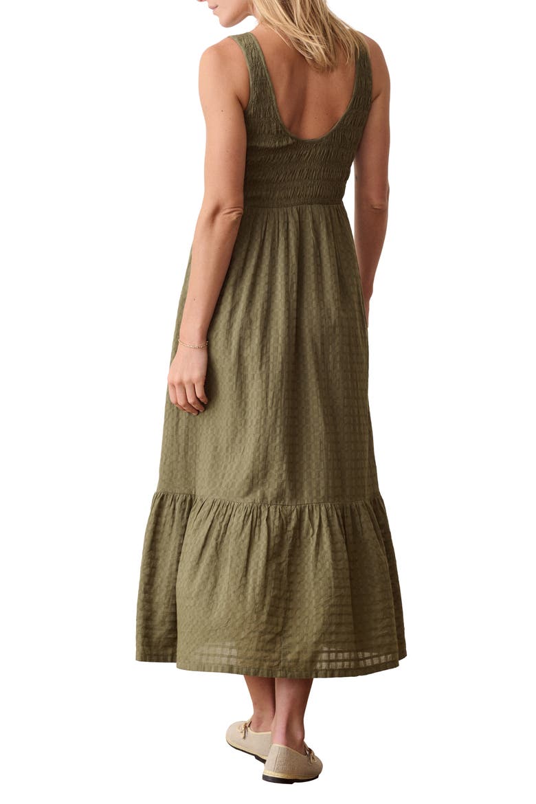 Tessa Smocked Cotton Midi Dress, Alternate, color, OLIVE