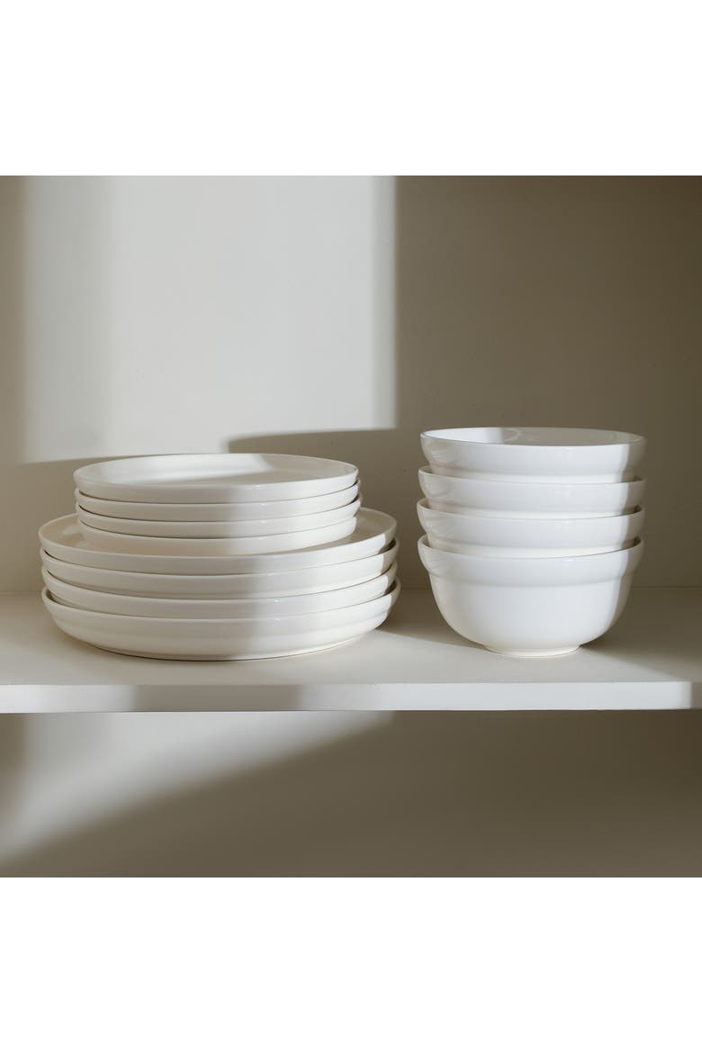 Virtuo Porcelain 12-Piece Dinnerware Set, Alternate, color, White