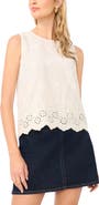 Vince Camuto Embroidered Eyelet Sleeveless Top