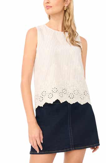 Embroidered Eyelet Sleeveless Top