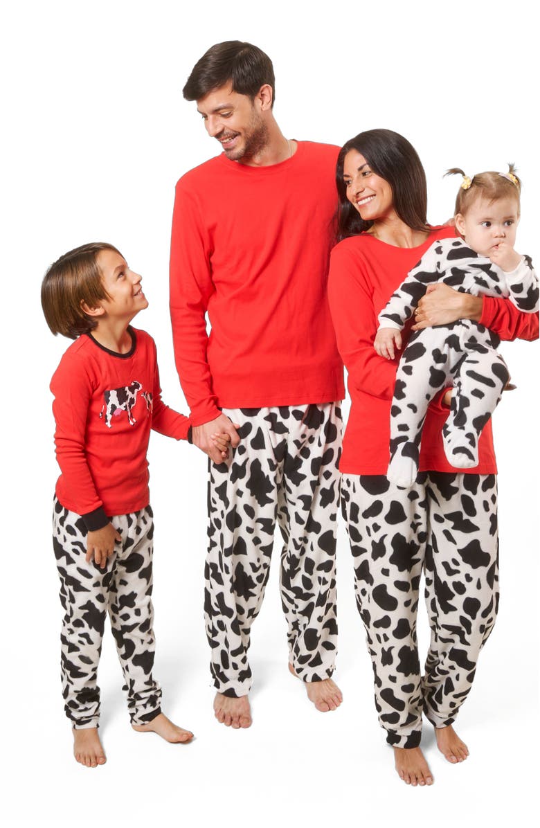 Leveret Men
s Cotton Top
Fleece Pants Printed Matching Family Holiday Pajama Set, Alternate, color, Cow