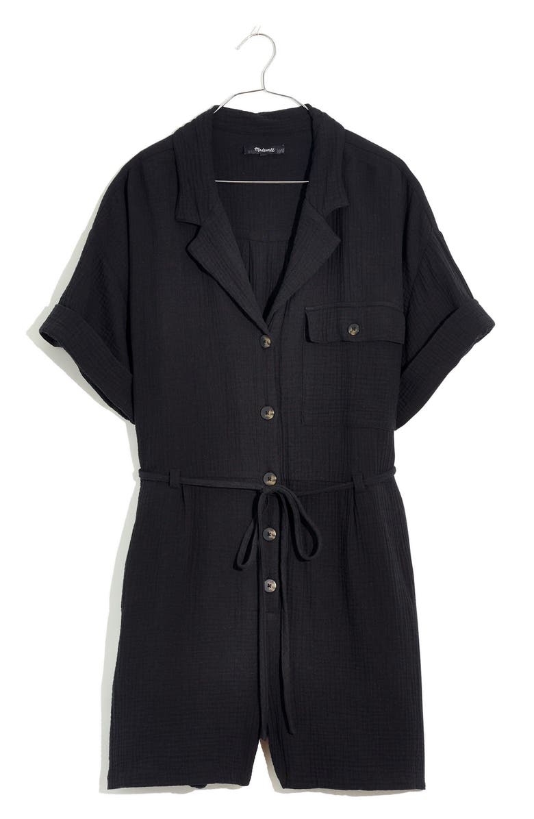 Madewell Lightspun Belted Safari Romper, Alternate, color, 