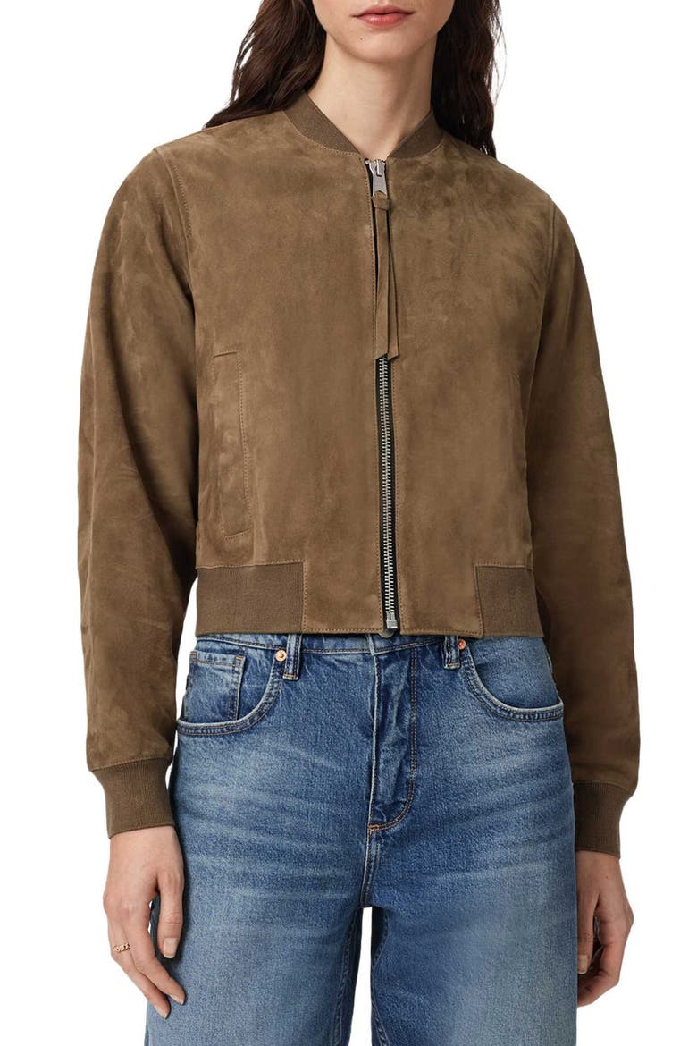 Orten Suede Bomber Jacket, Main, color, WALNUT BROWN