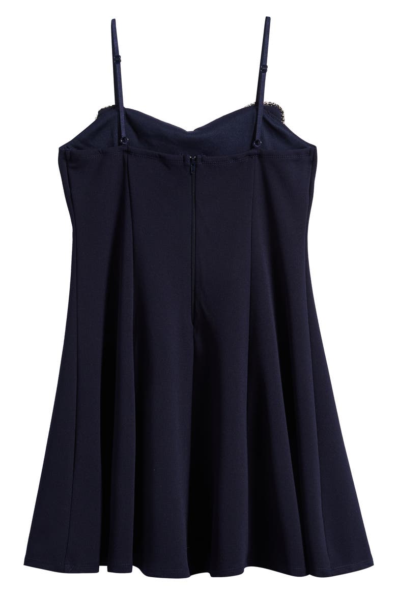 Rhinestone Bow Front Party Dress, Alternate, color, NAVY