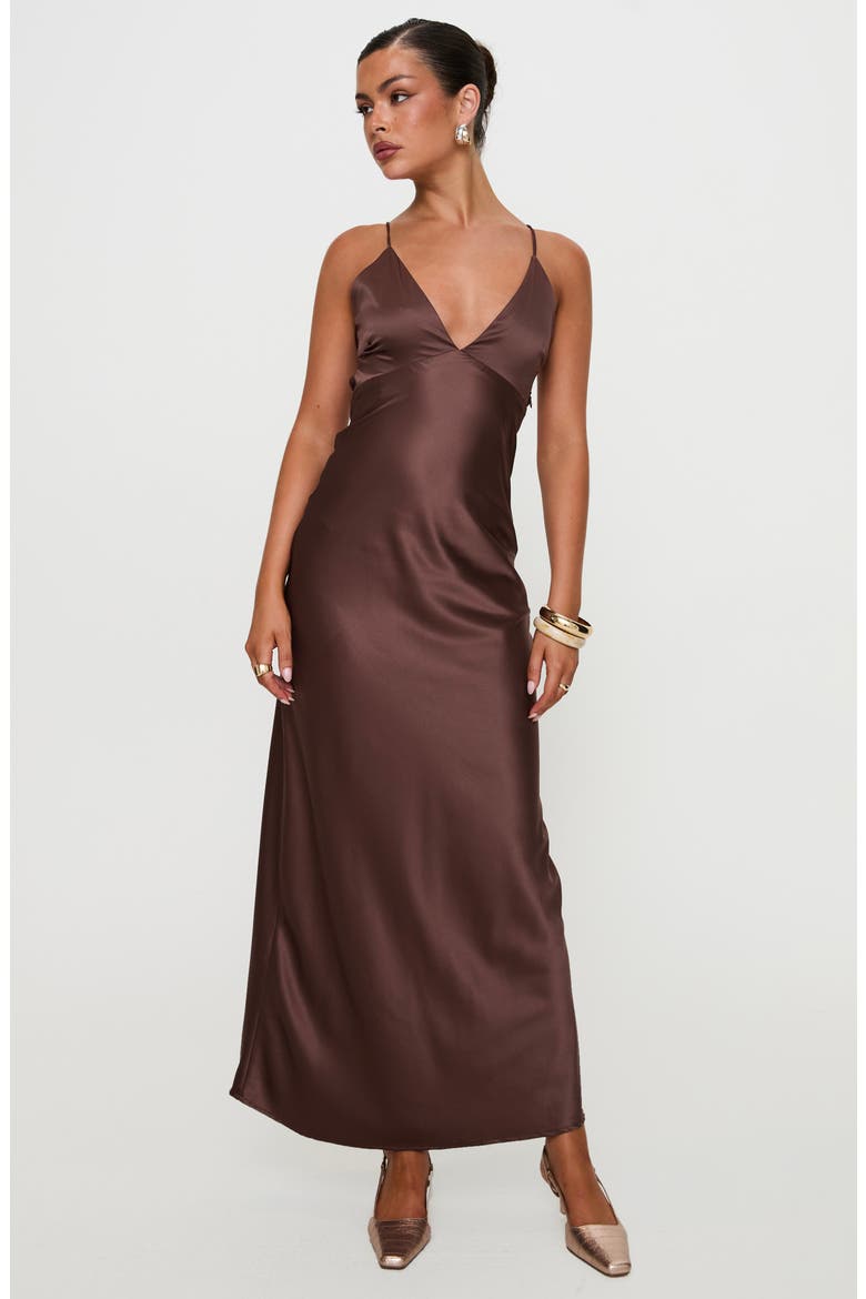 Angels Only Satin Gown, Alternate, color, CHOCOLATE