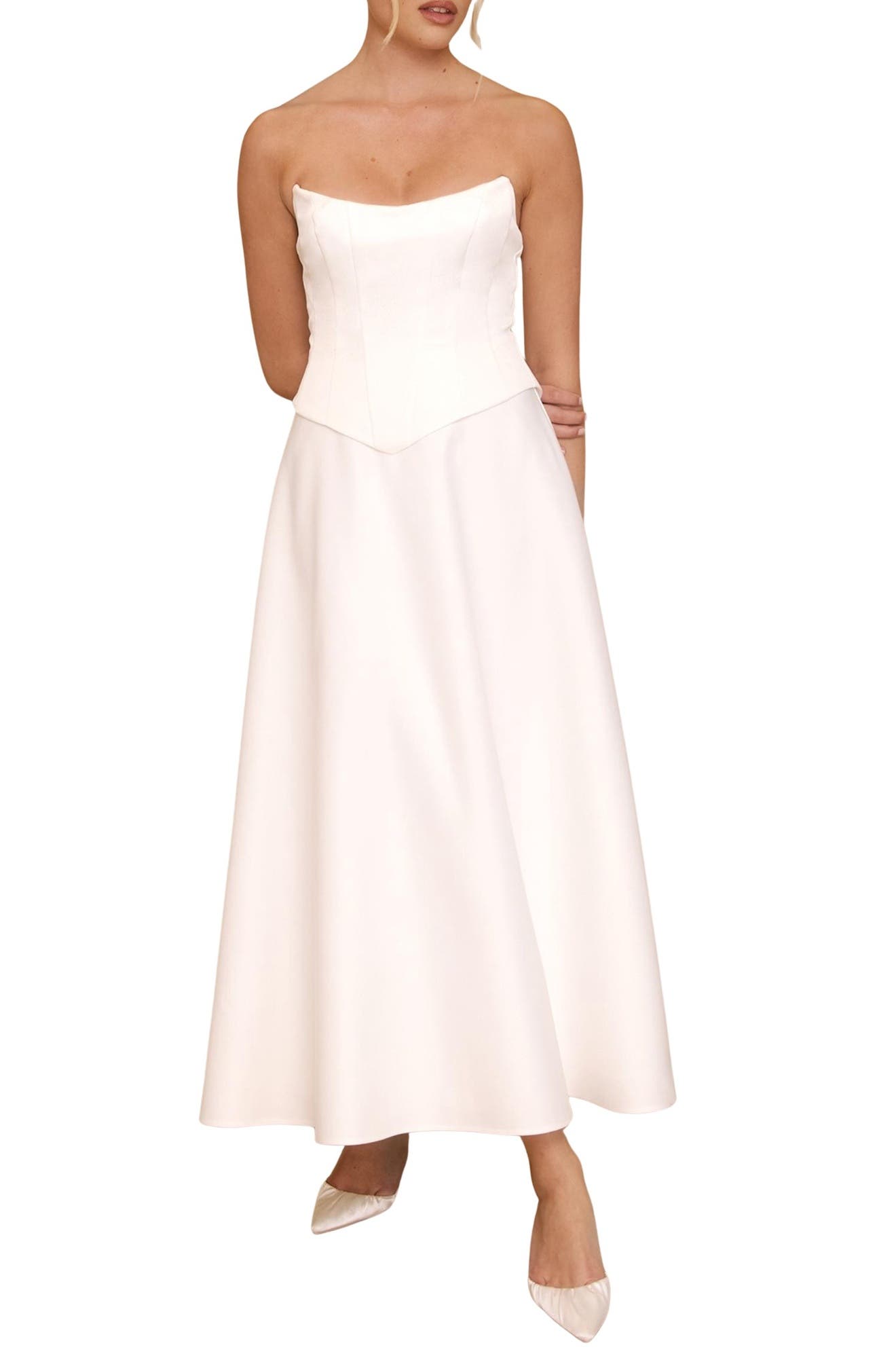 chiffon corset bandeau draped midi dress Women's Sage Green Chiffon Corset Bandeau Draped Midi Dress