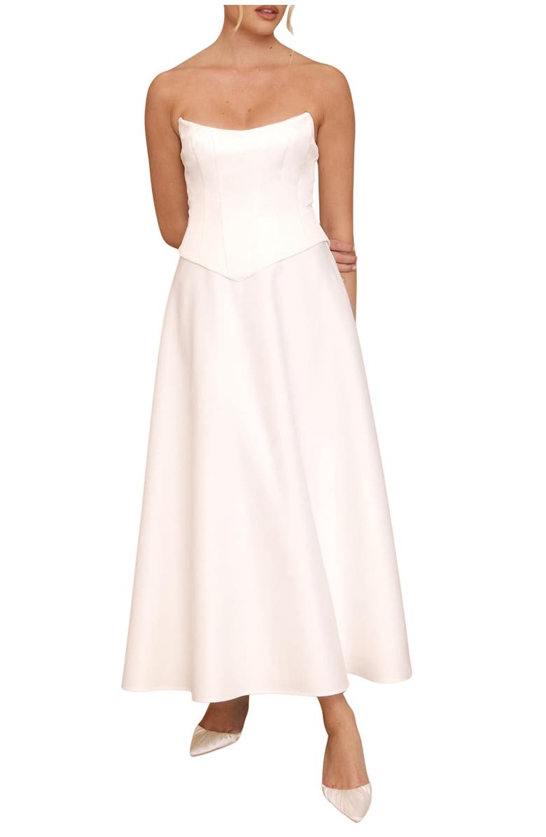 Six Stories Bandeau Satin Corset Dress, Alternate, color, 