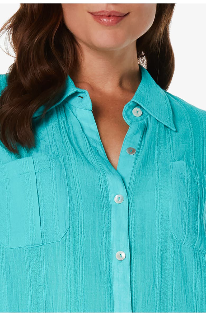 HELEN JON Camp Shirt Cover-Up, Alternate, color, Seafoam Aqua