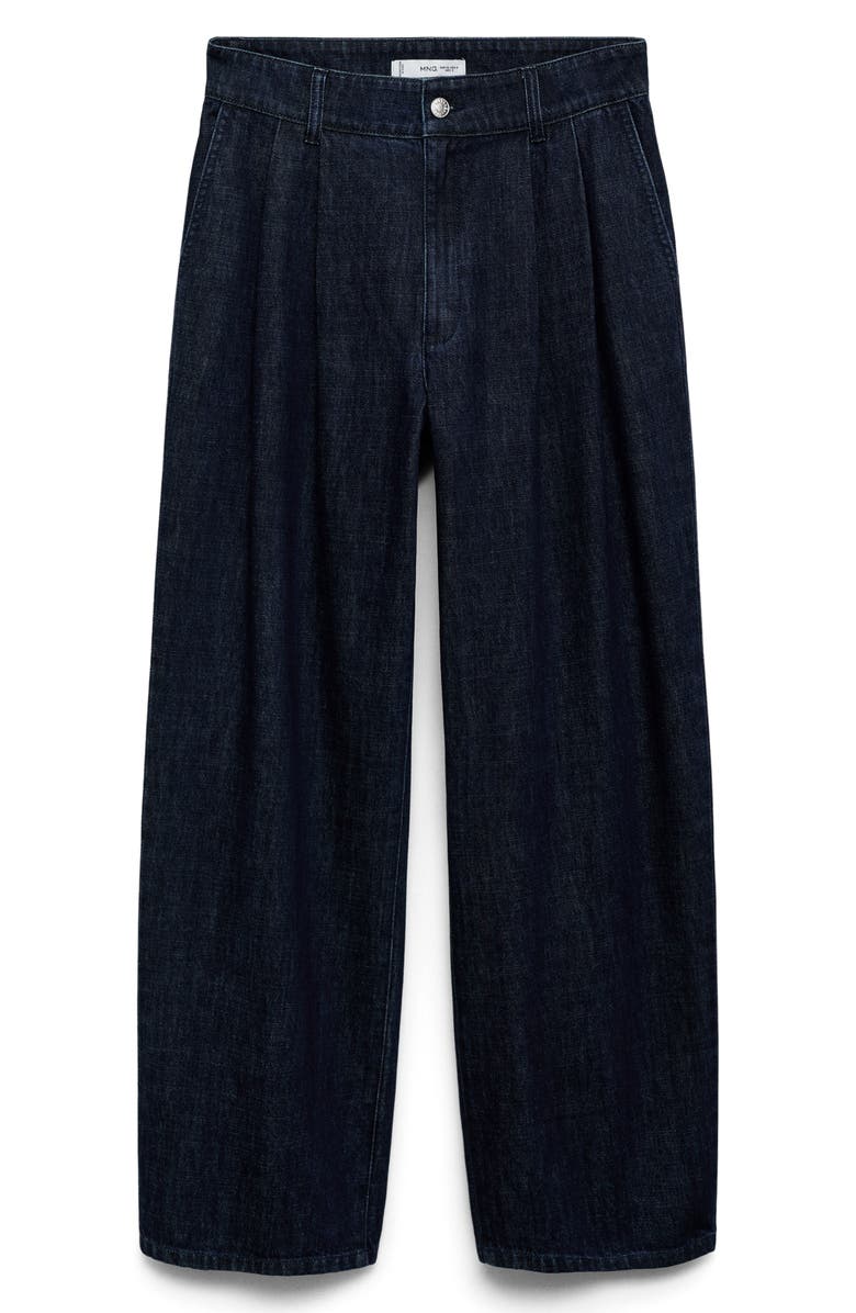 MANGO Pleated High Waist Wide Leg Jeans, Alternate, color, Open Blue
